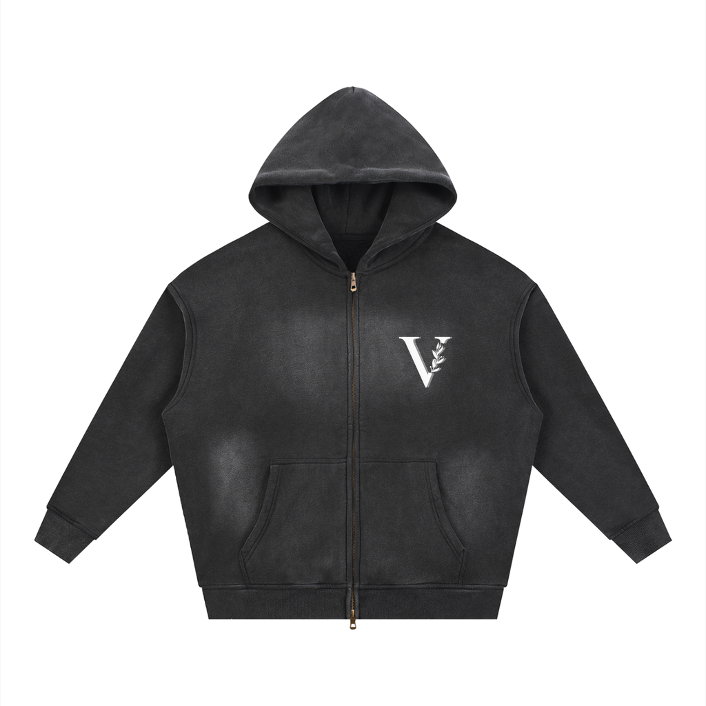 Sunfade Two-way Zipper Boxy Fleece Hoodie