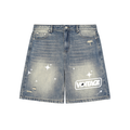 Faded Distressed Baggy Denim Shorts
