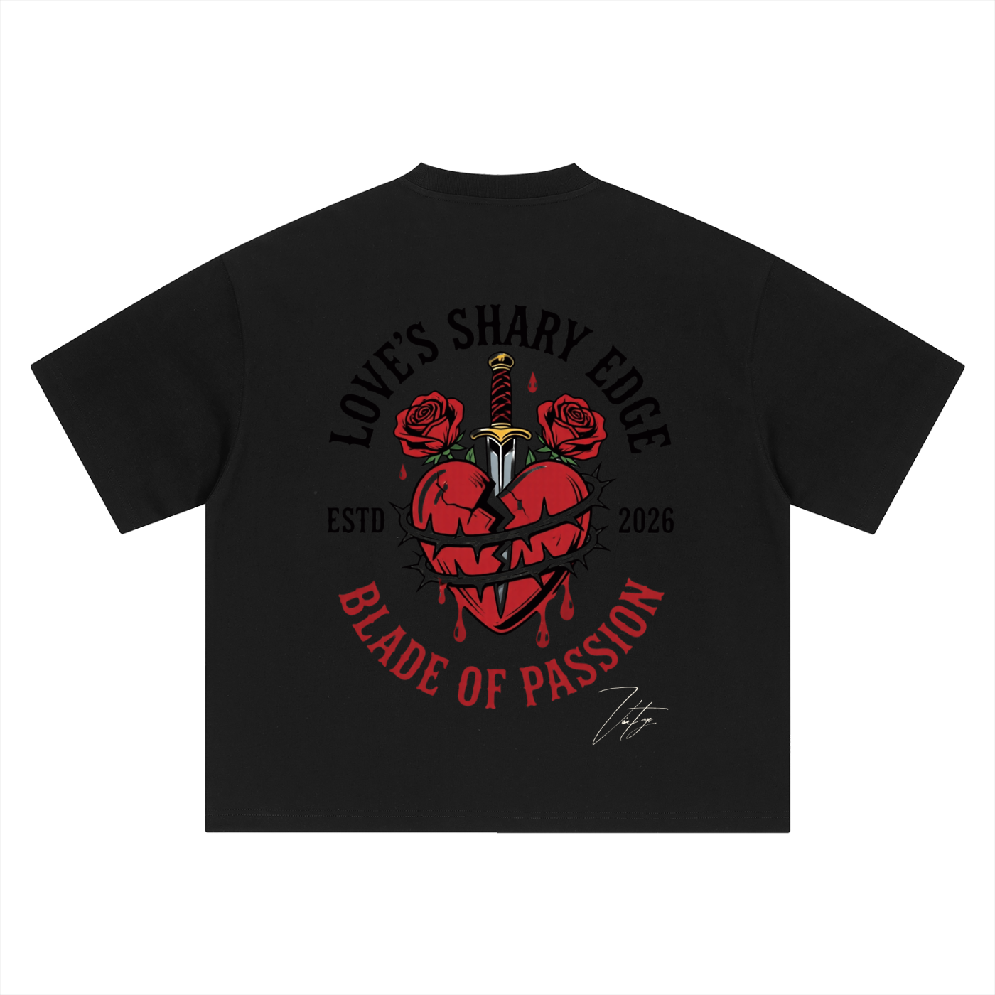 Vintage' Pierced Heart Boxy Oversized T-Shirt