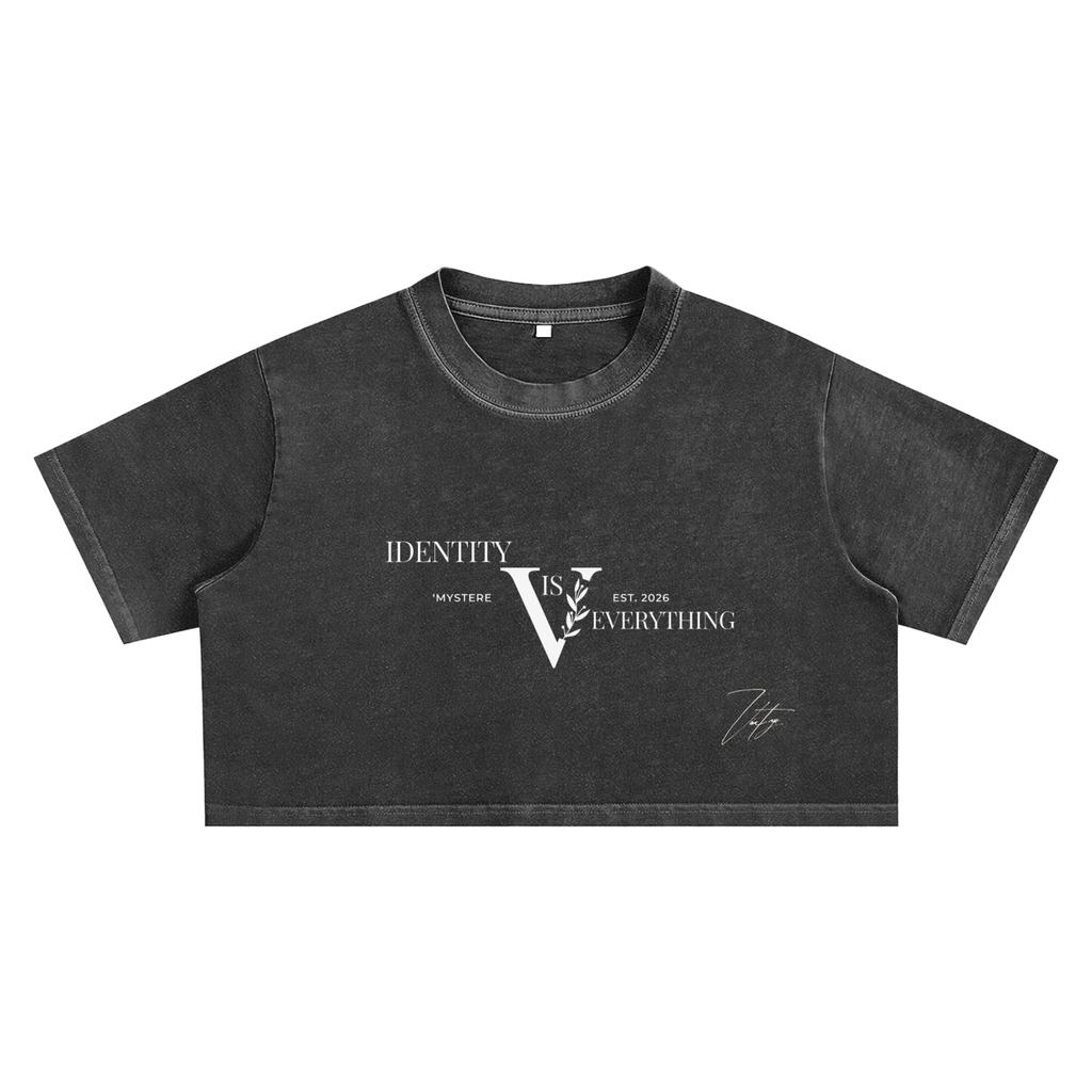 Identity is Everything' Snow Washed Crop Top