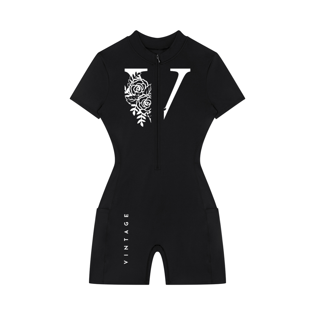 Women's Quarter-Zip Short Sleeve Romper