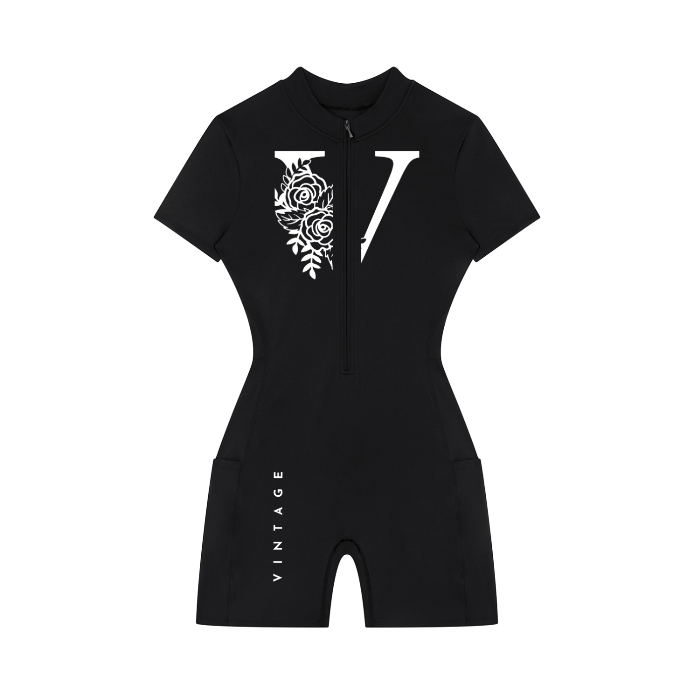 Women's Quarter-Zip Short Sleeve Romper