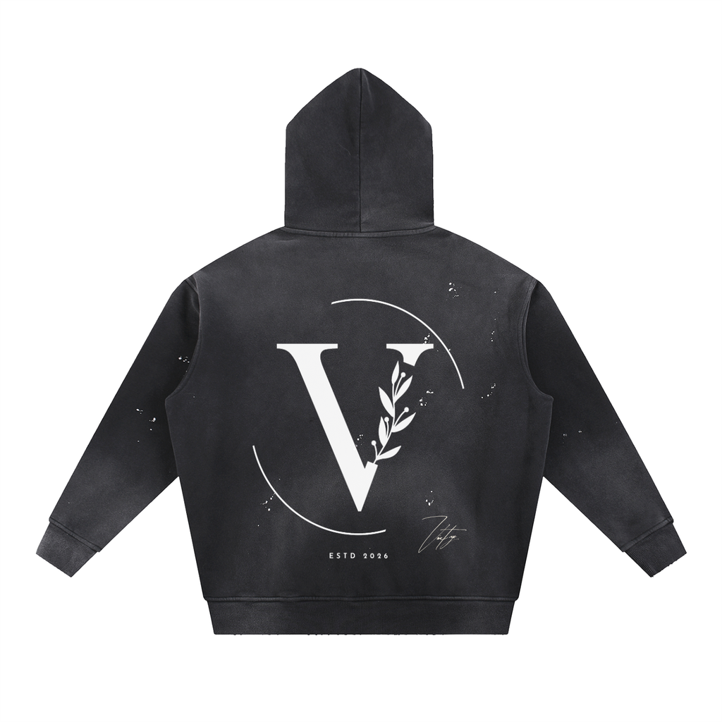Vintage Washed Frayed Fleece Signature Hoodie