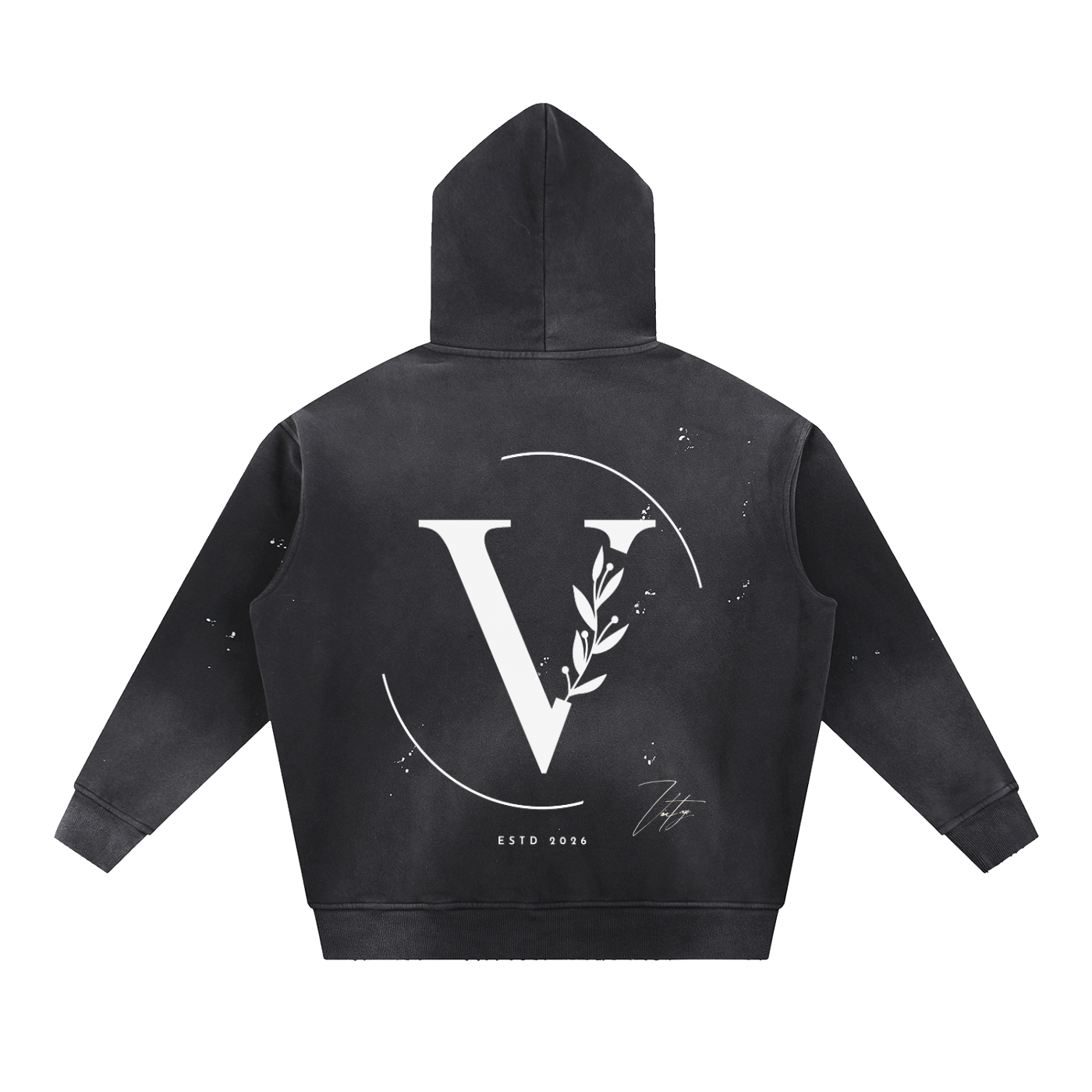 Vintage Washed Frayed Fleece Signature Hoodie