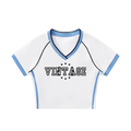 Contrast Trim V-Neck Crop T-Shirt