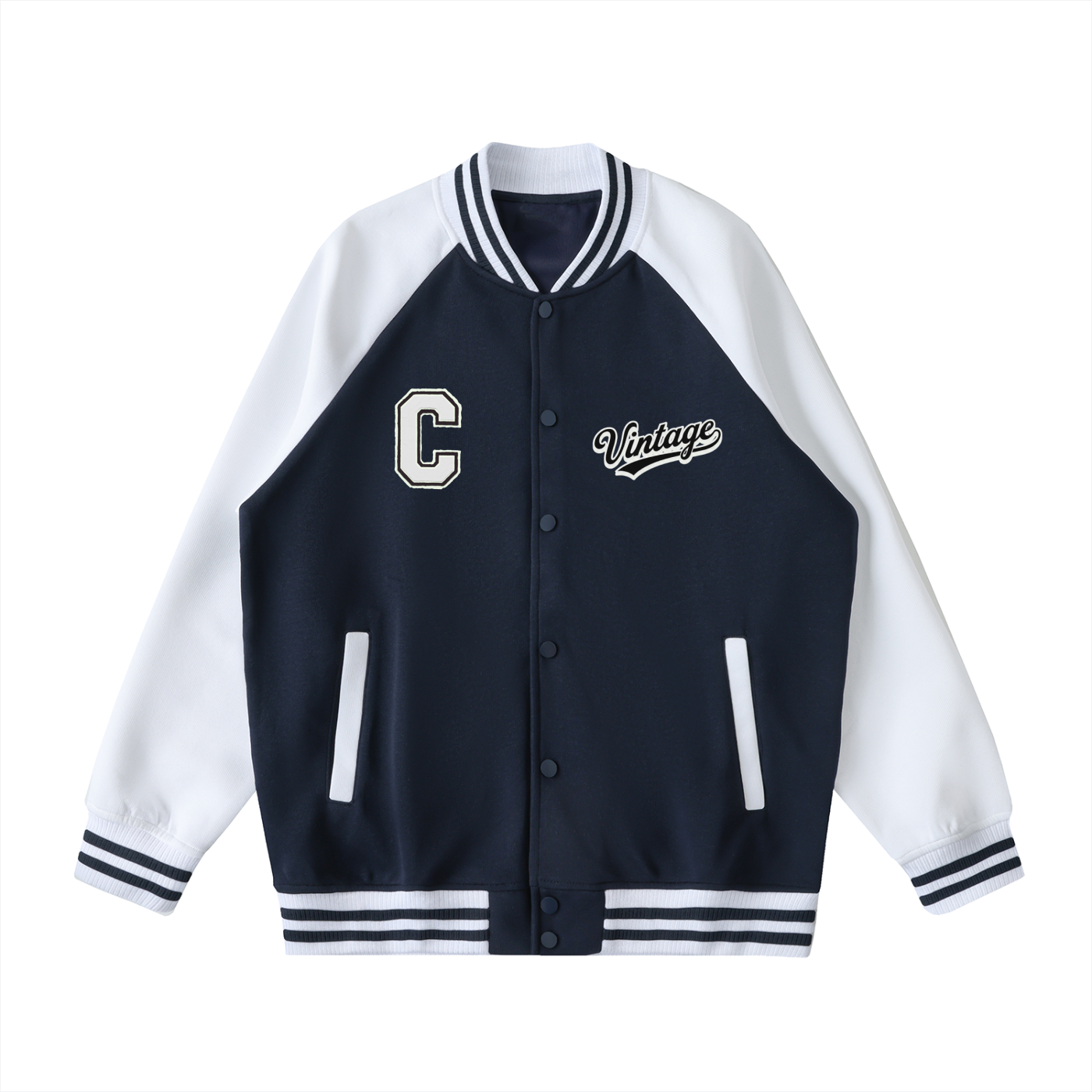 Two Tone Raglan Sleeve Varsity Jacket