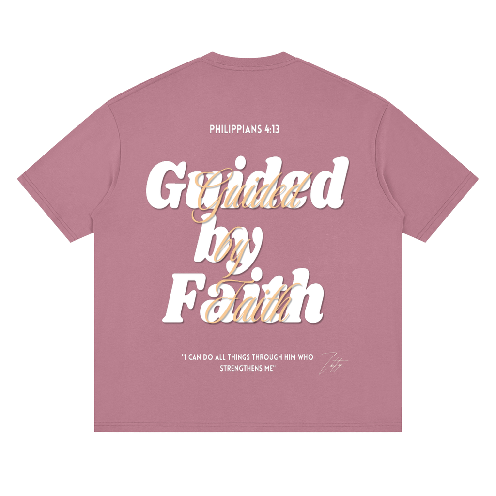 Philippians 4:13, Streetwear Loose Drop Shoulder T-Shirt "Guided by Faith Edition"
