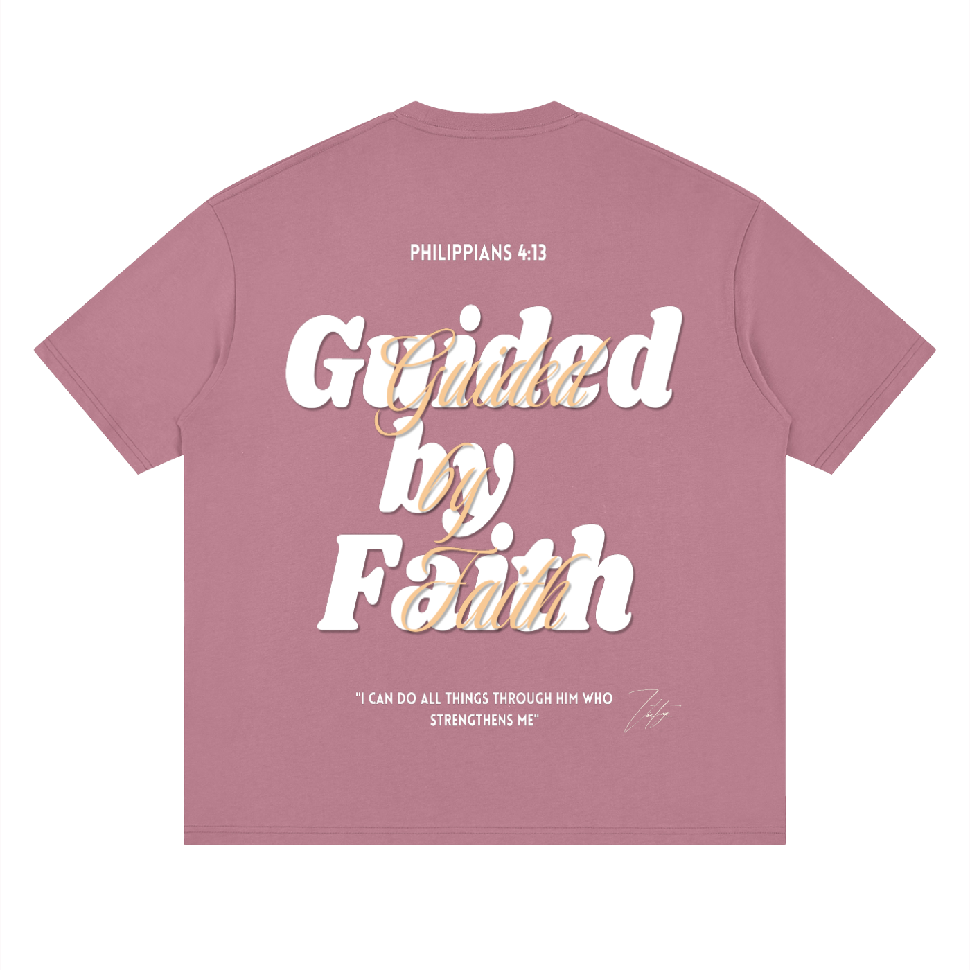 Philippians 4:13, Streetwear Loose Drop Shoulder T-Shirt "Guided by Faith Edition"