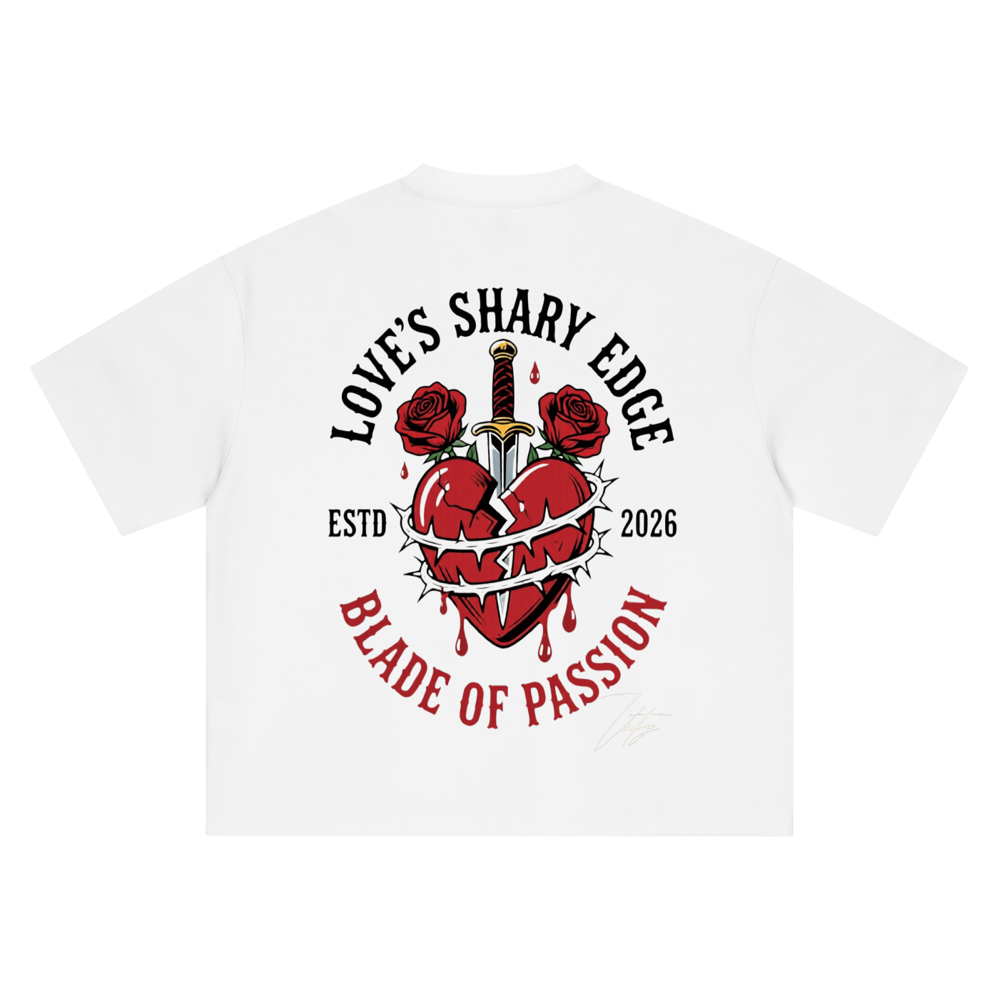 Vintage' Pierced Heart Boxy Oversized T-Shirt
