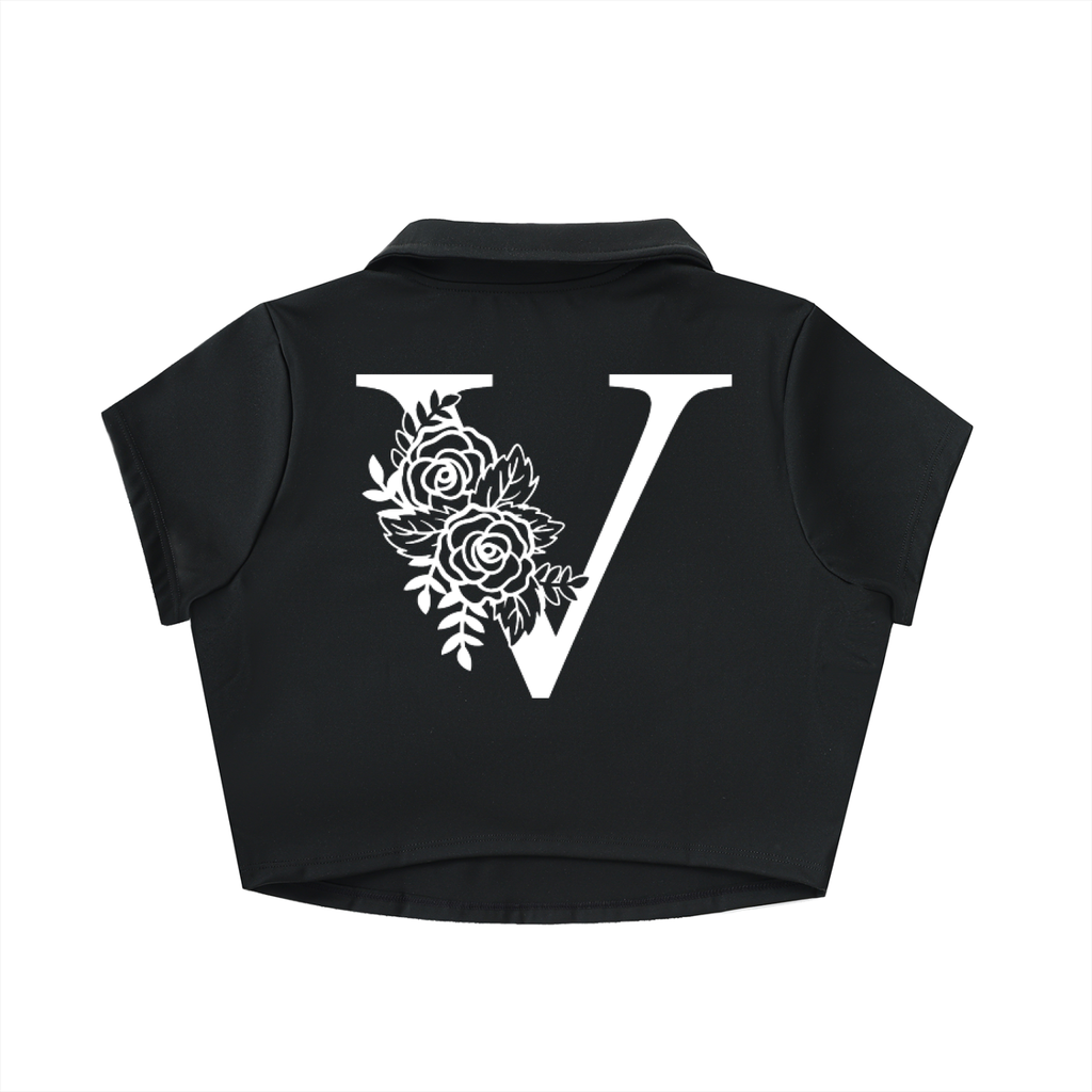 V-Neck Lapel Crop Top