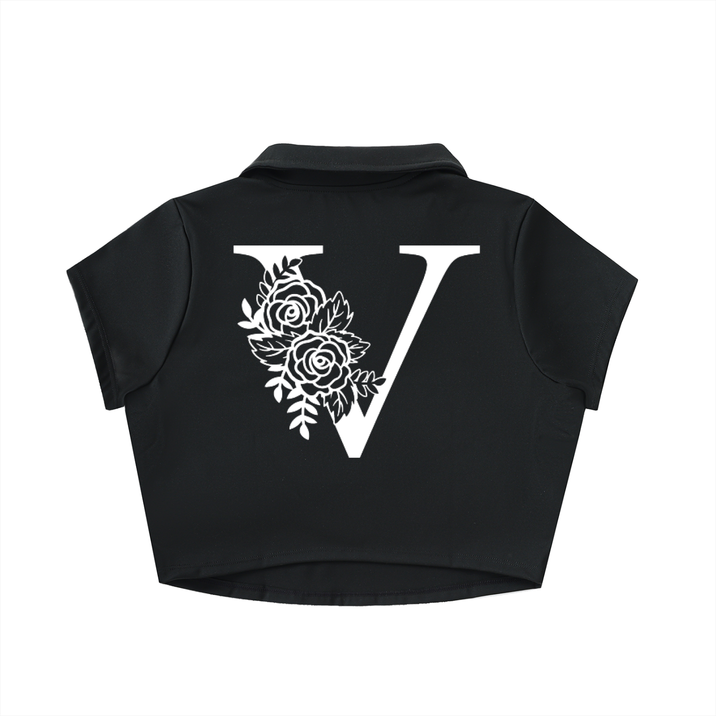 V-Neck Lapel Crop Top