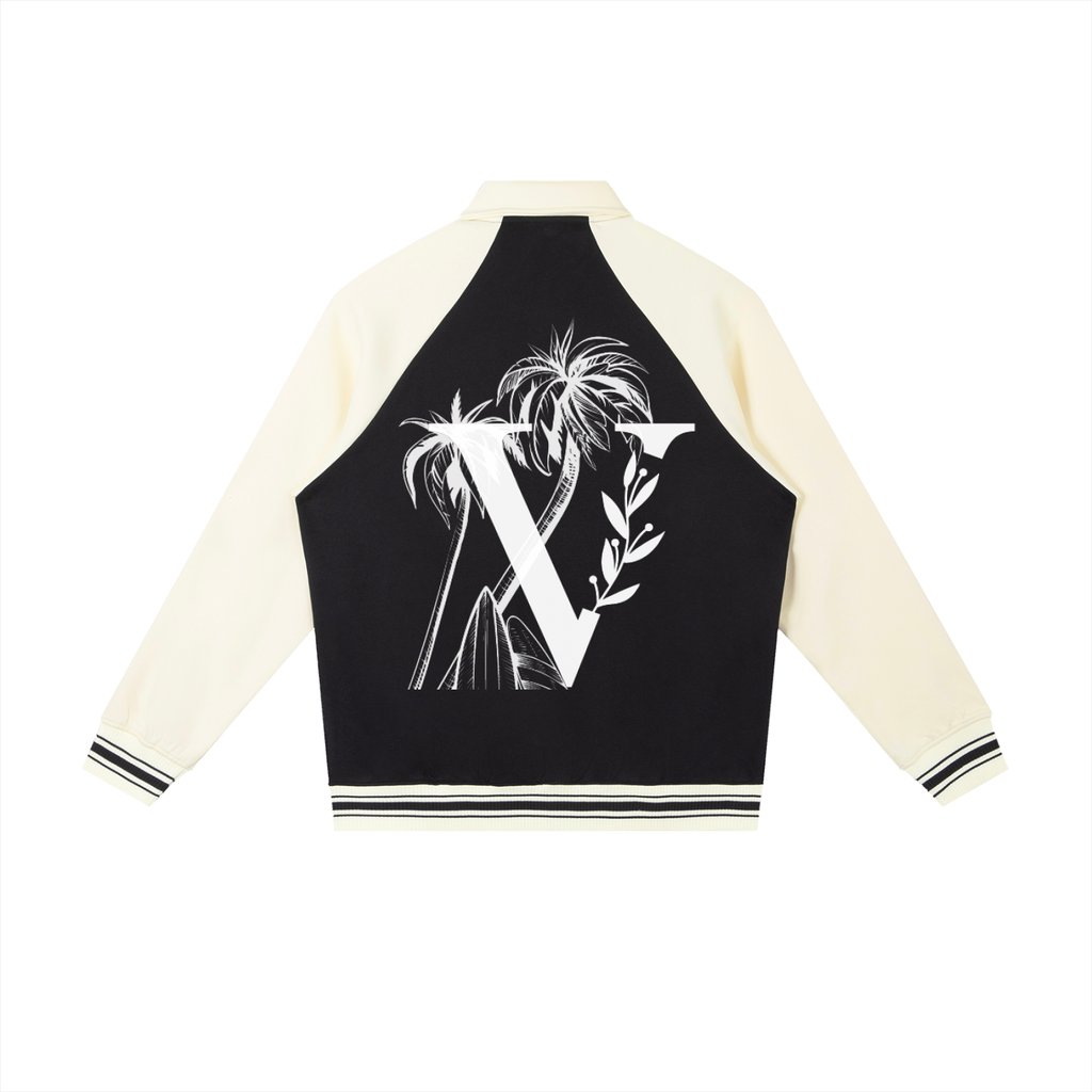 Contrast Raglan Sleeve Baseball Jacket