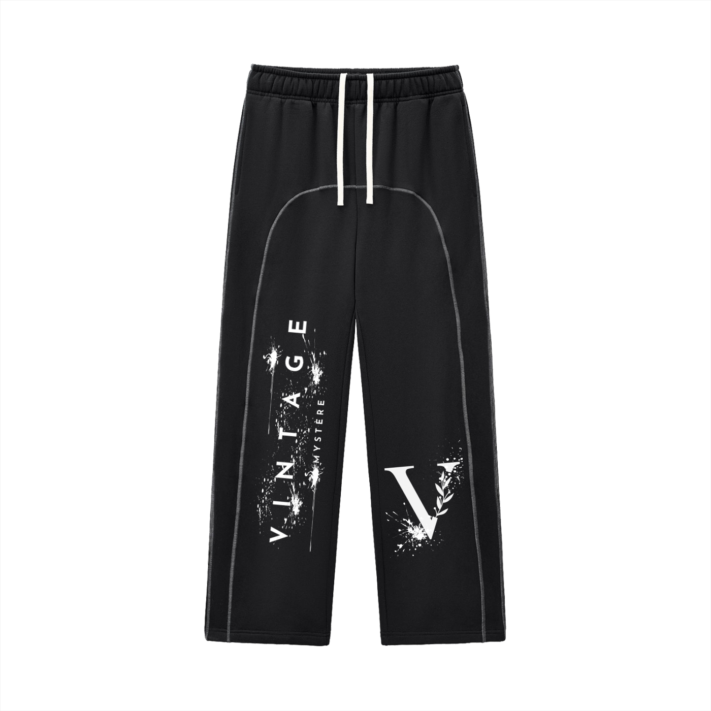 Vintage Contrast-Stitched Fleece Sweatpants