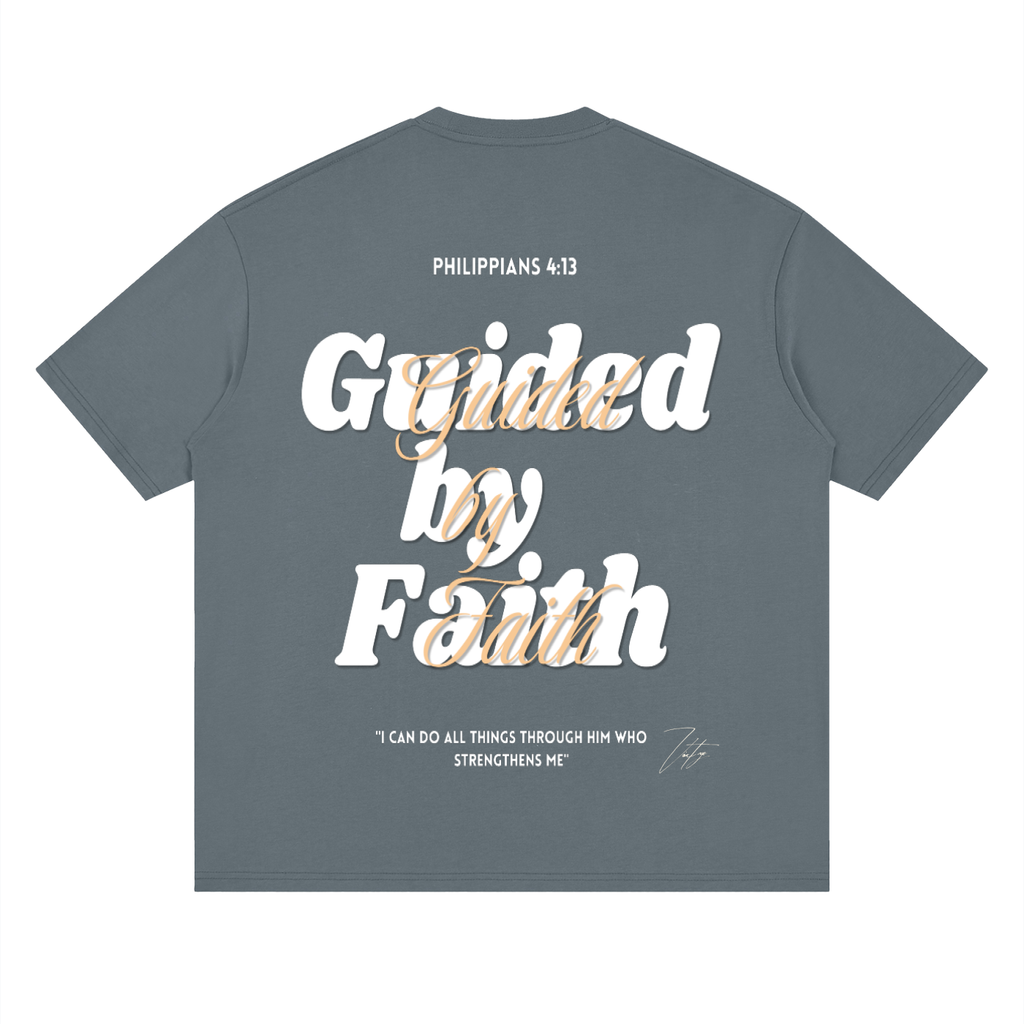 Philippians 4:13, Streetwear Loose Drop Shoulder T-Shirt "Guided by Faith Edition"