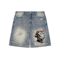 Vintage Signature Faded Distressed Baggy Denim Shorts