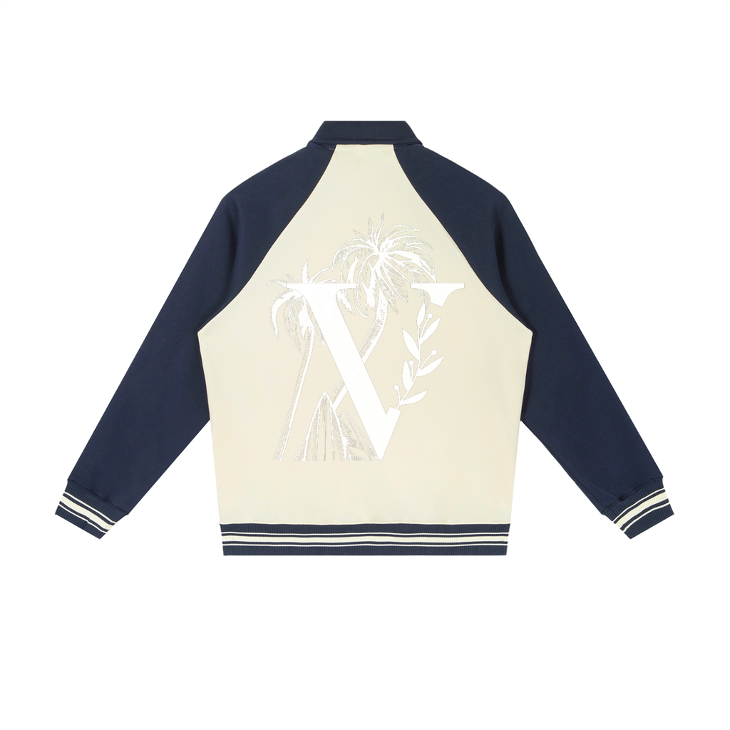Contrast Raglan Sleeve Baseball Jacket