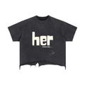 Vintage Wash Boxy Distressed Hem T-Shirt