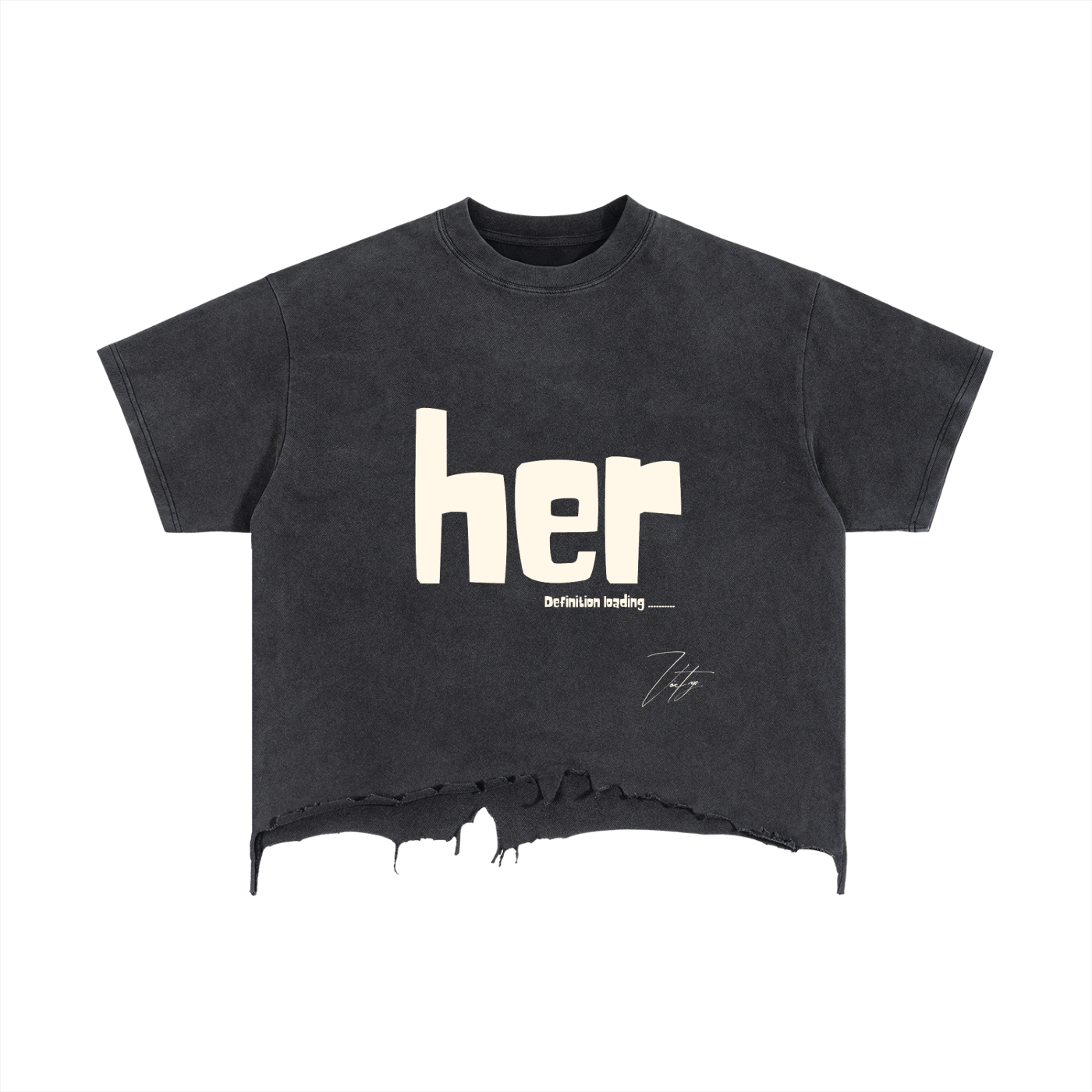 Vintage Wash Boxy Distressed Hem T-Shirt
