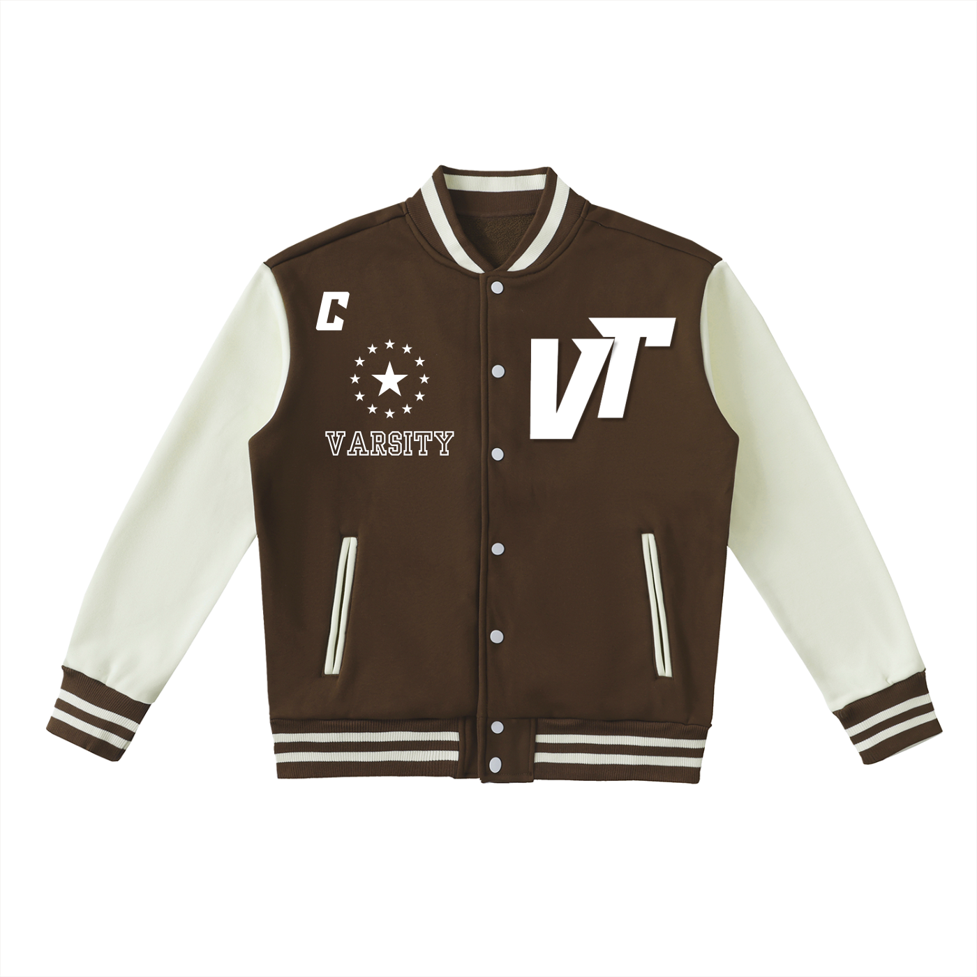 Two-Tone Fleeced Varsity Jacket