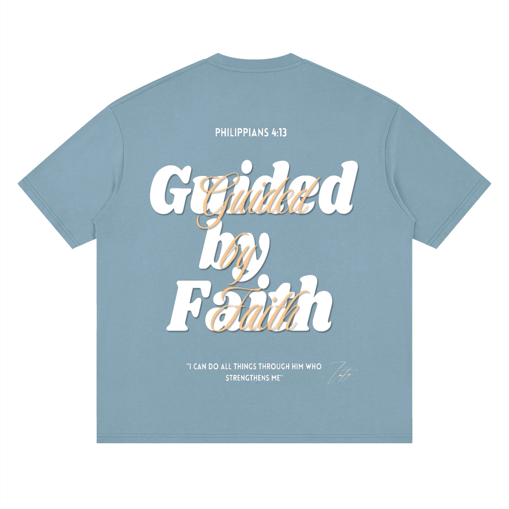 Philippians 4:13, Streetwear Loose Drop Shoulder T-Shirt "Guided by Faith Edition"
