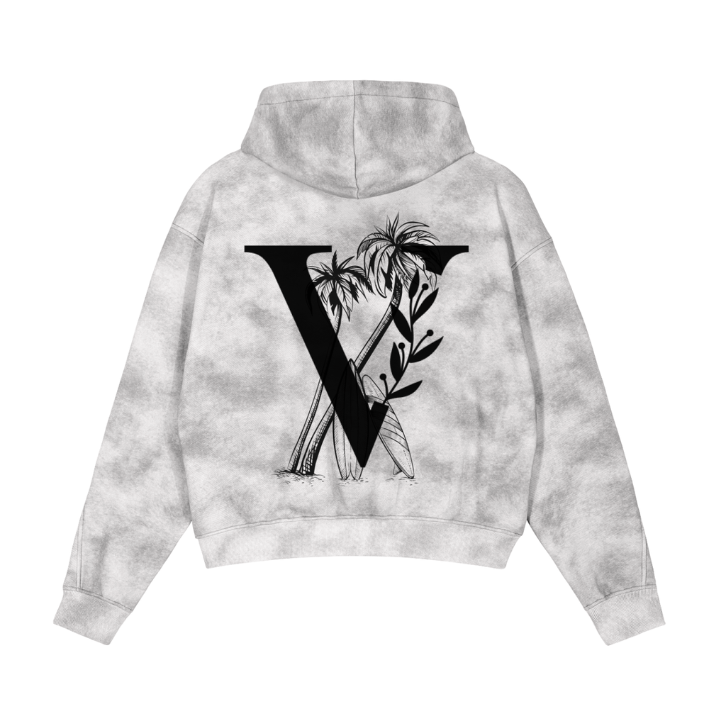 Dirty Washed Zip-Up Fleece Hoodie