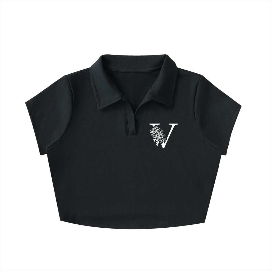 V-Neck Lapel Crop Top