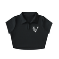 V-Neck Lapel Crop Top