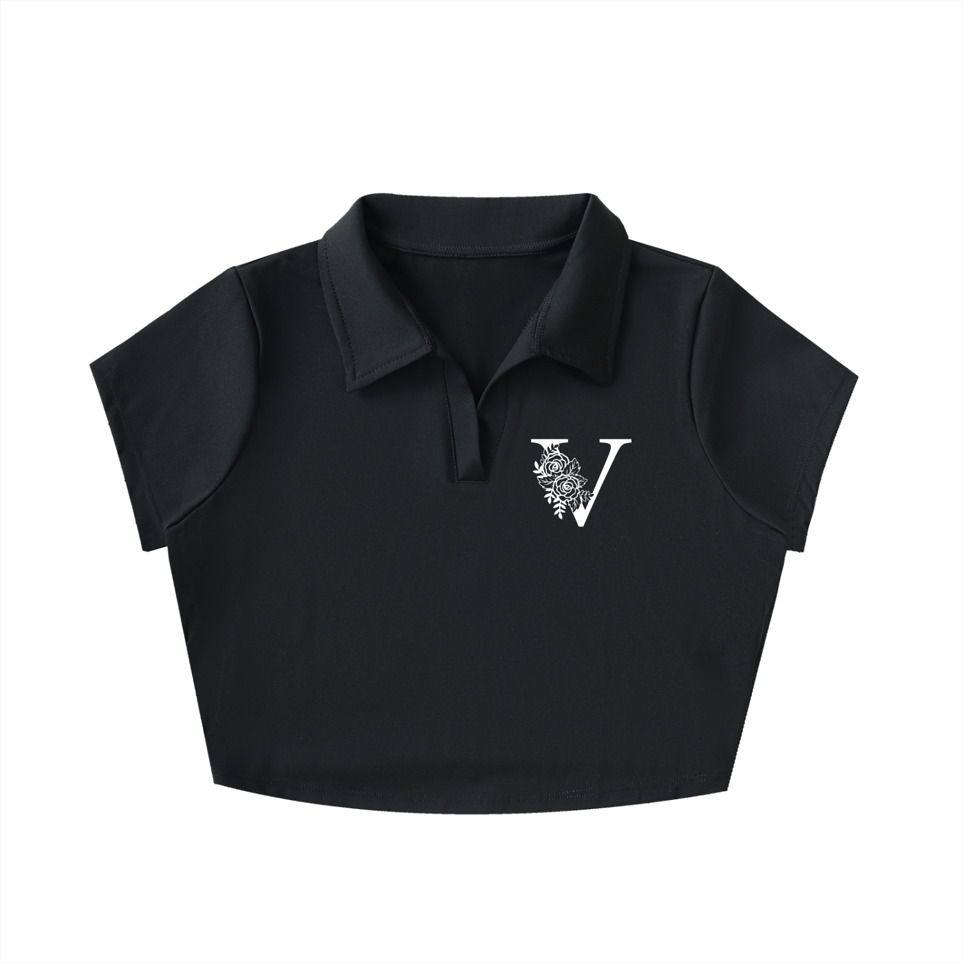 V-Neck Lapel Crop Top