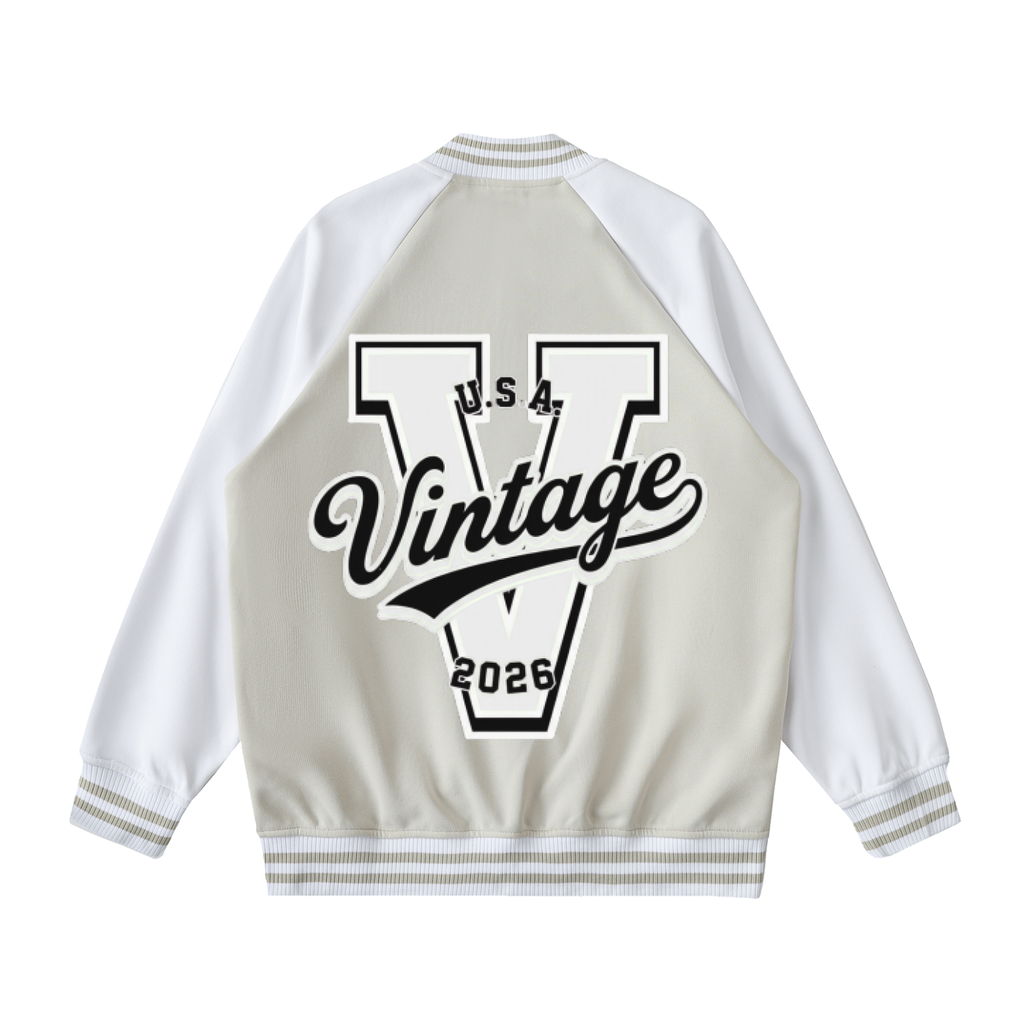 Two Tone Raglan Sleeve Varsity Jacket