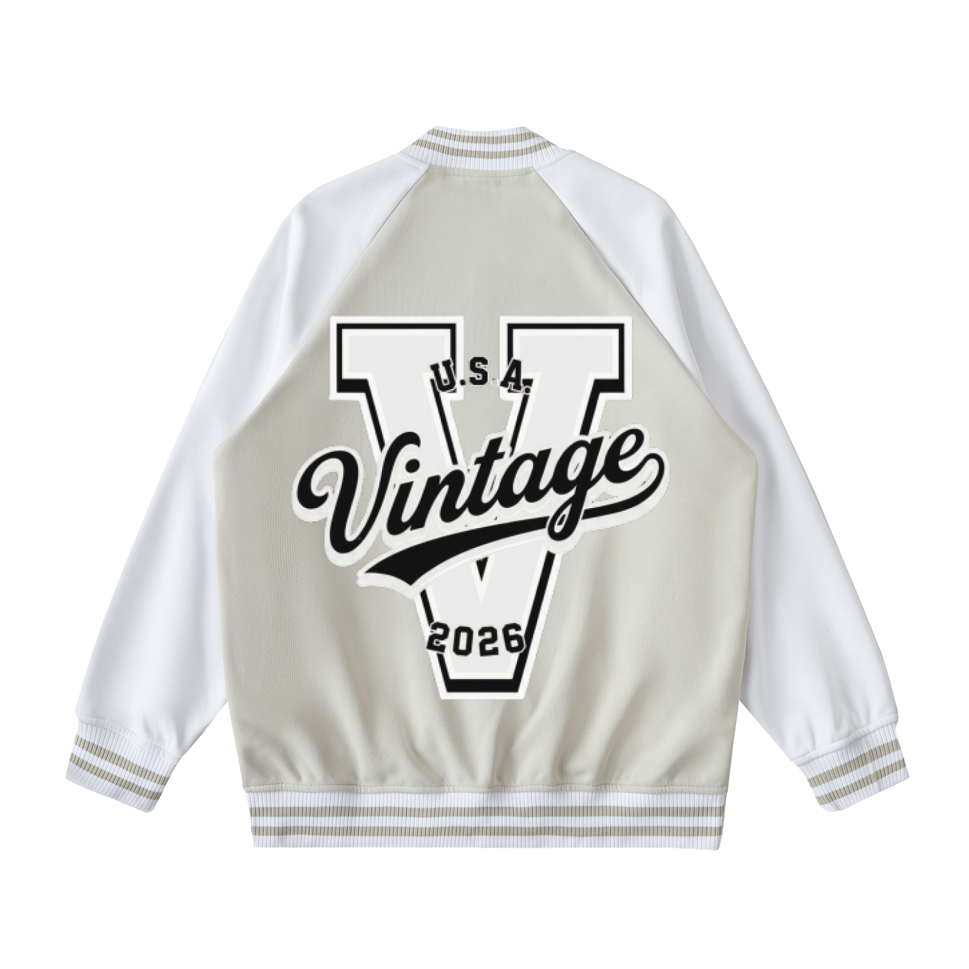 Two Tone Raglan Sleeve Varsity Jacket