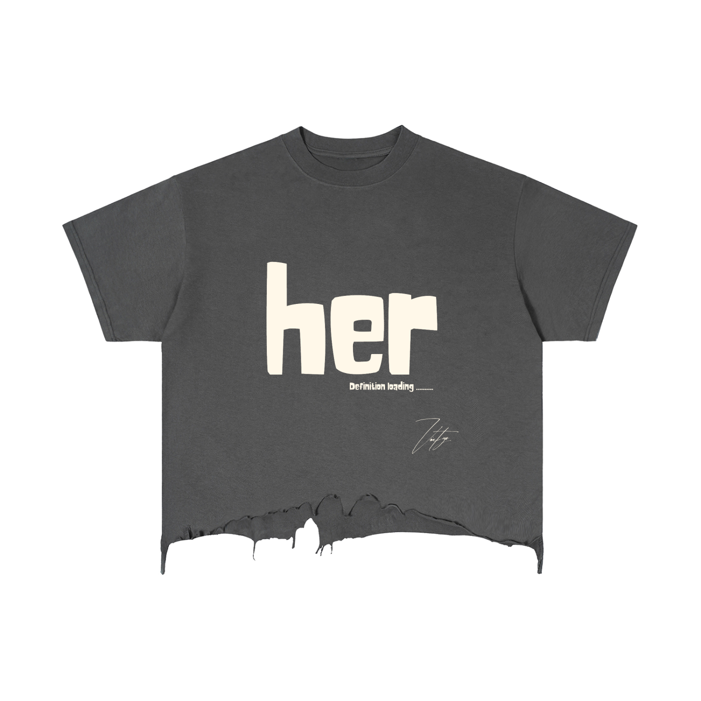 Vintage Wash Boxy Distressed Hem T-Shirt