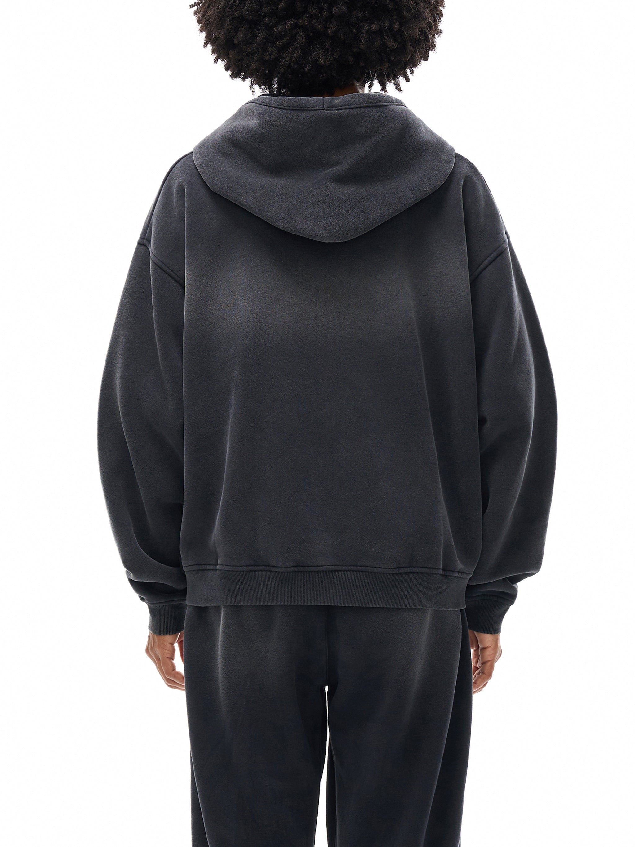 Sunfade Two-way Zipper Boxy Fleece Hoodie