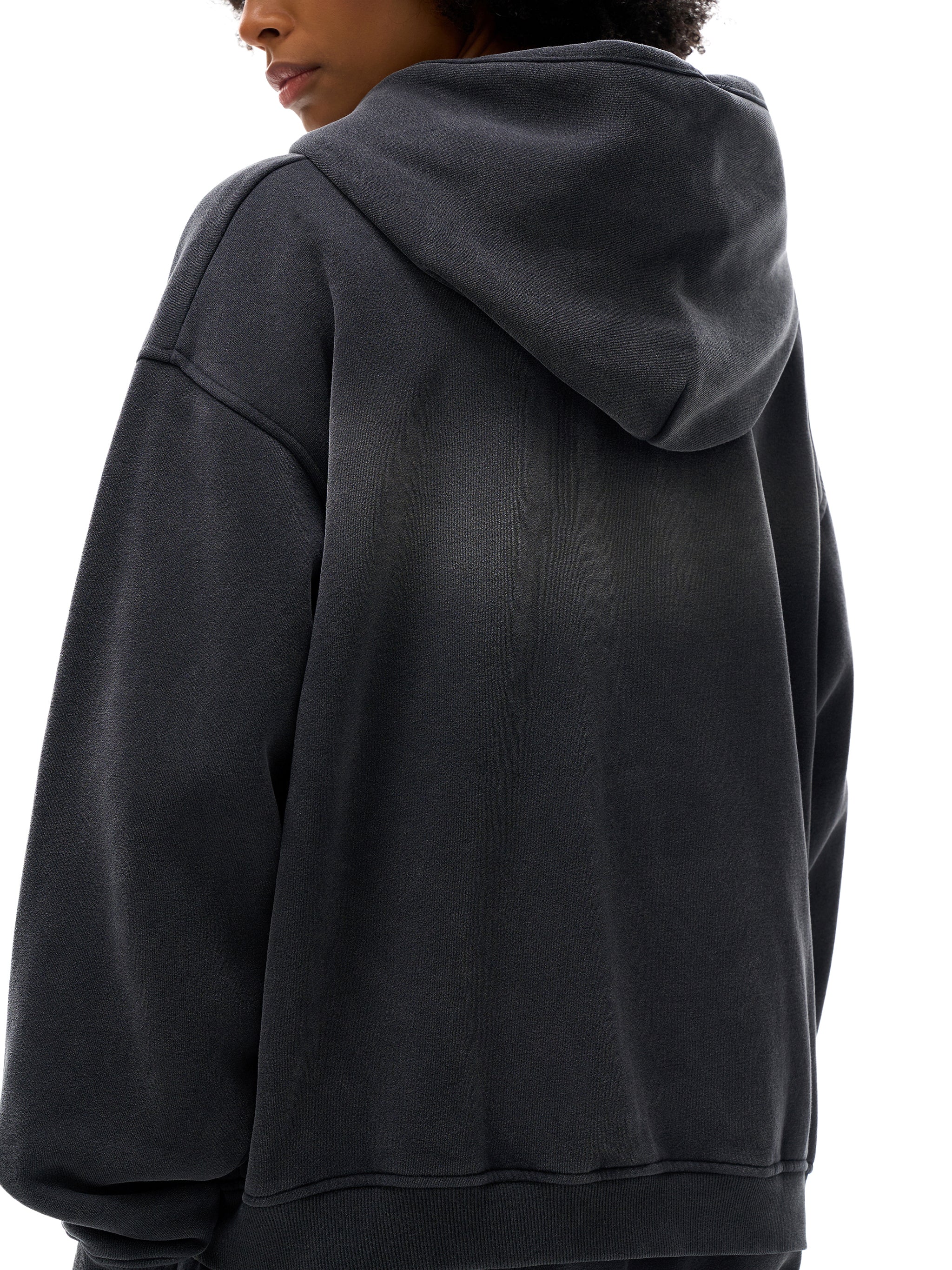 Sunfade Two-way Zipper Boxy Fleece Hoodie