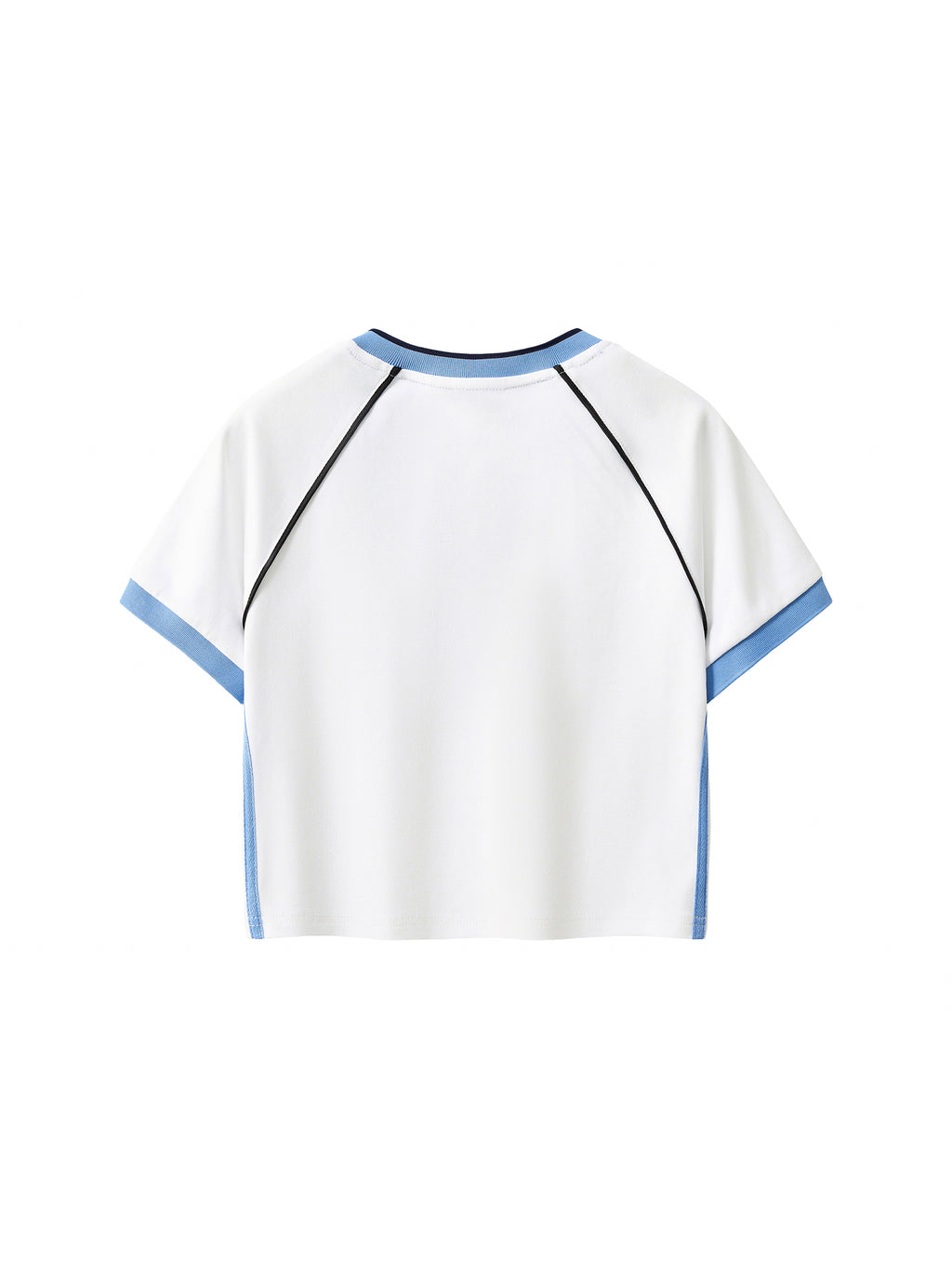 Contrast Trim V-Neck Crop T-Shirt